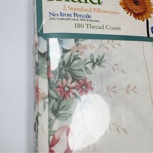 Fieldcrest Floral Pillowcases - Cream and Green